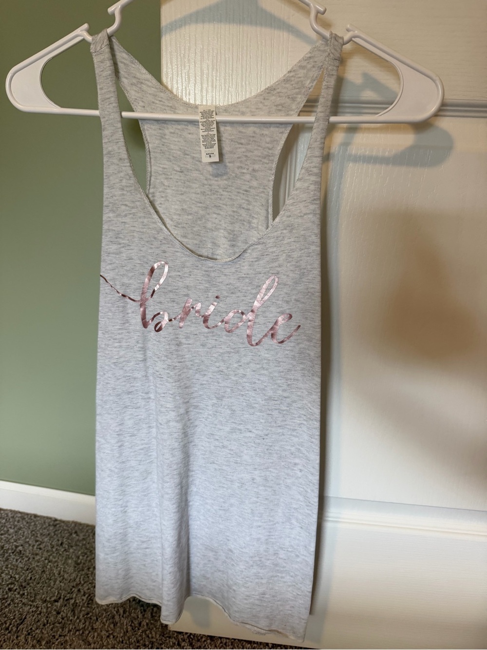 Amazon Grey Racerback Tank with Rose Gold Script